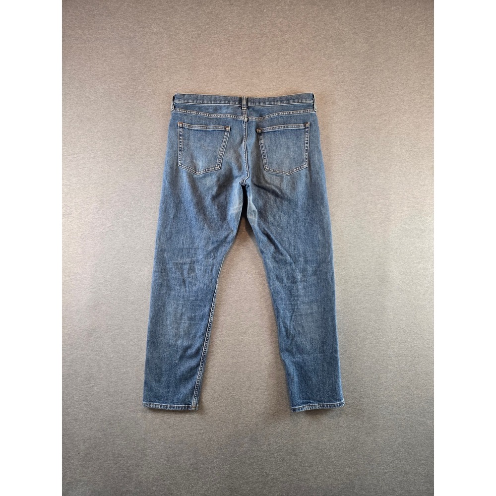 Everlane Selvedge Slim Fit Jeans Mens 36x31 Blue Mid Wash Organic Cotton Stretch - Picture 3 of 14